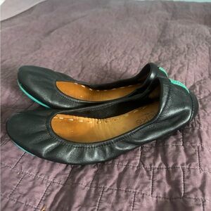 Black Leather Women's Flats